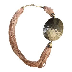 Vintage Statement Necklace Glass Tube Beads Multi Strand Torsade Purple 27.5"